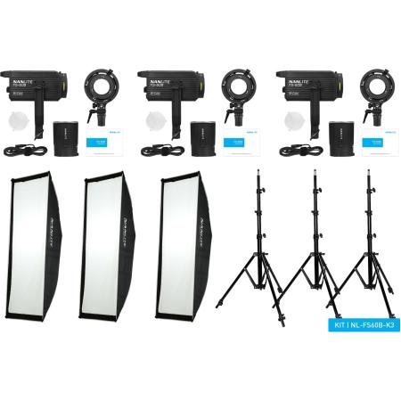 Nanlite FS 60B LED Tripple Kit (w/ Light Stand And Softbox)