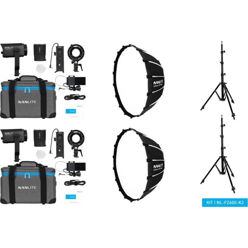 Nanlite Forza 60 II LED Dual Kit (w/ Light Stand And Softbox)