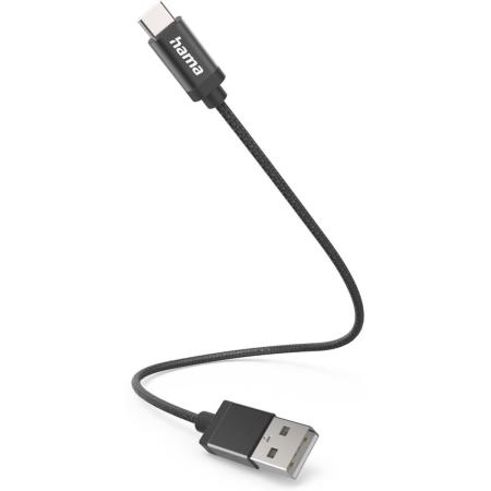 Hama Laad/Synchrokabel.usb-A - USB-C 0.2m Black
