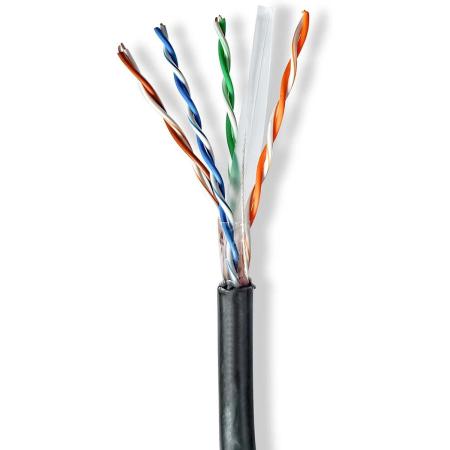 Nedis Network Cable CAT6 Solid U/UTP CCA 100 M Outdoor Pe BK