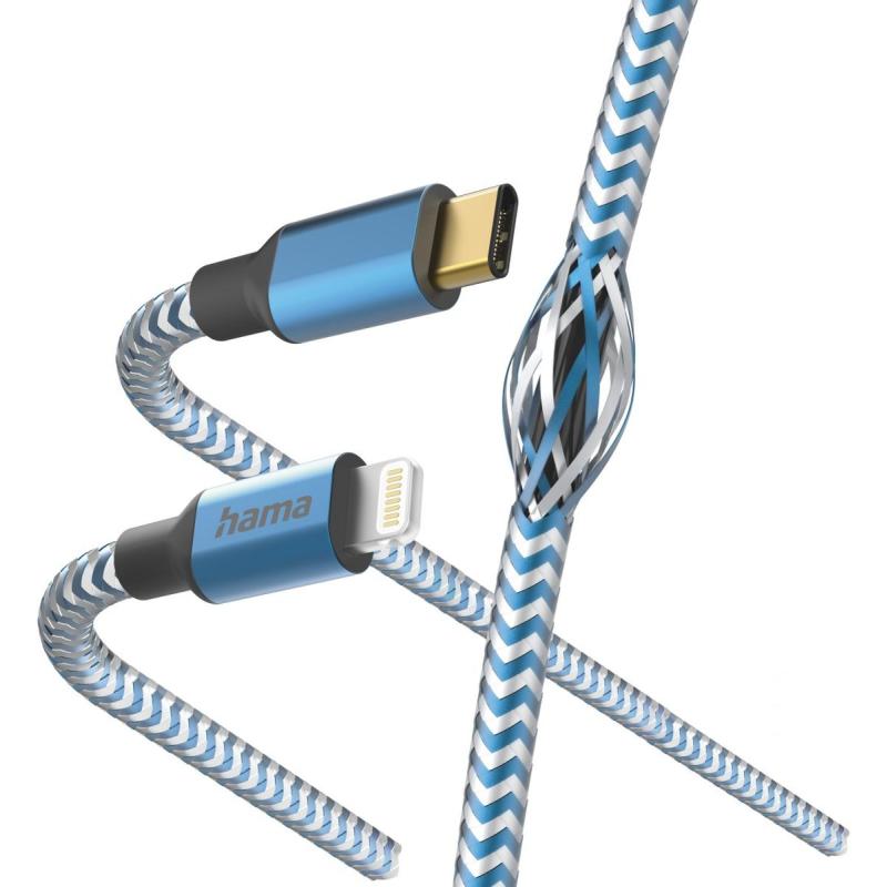 Hama USB-Cable Reflectief USB-C To Lightning 1.5 M Blue