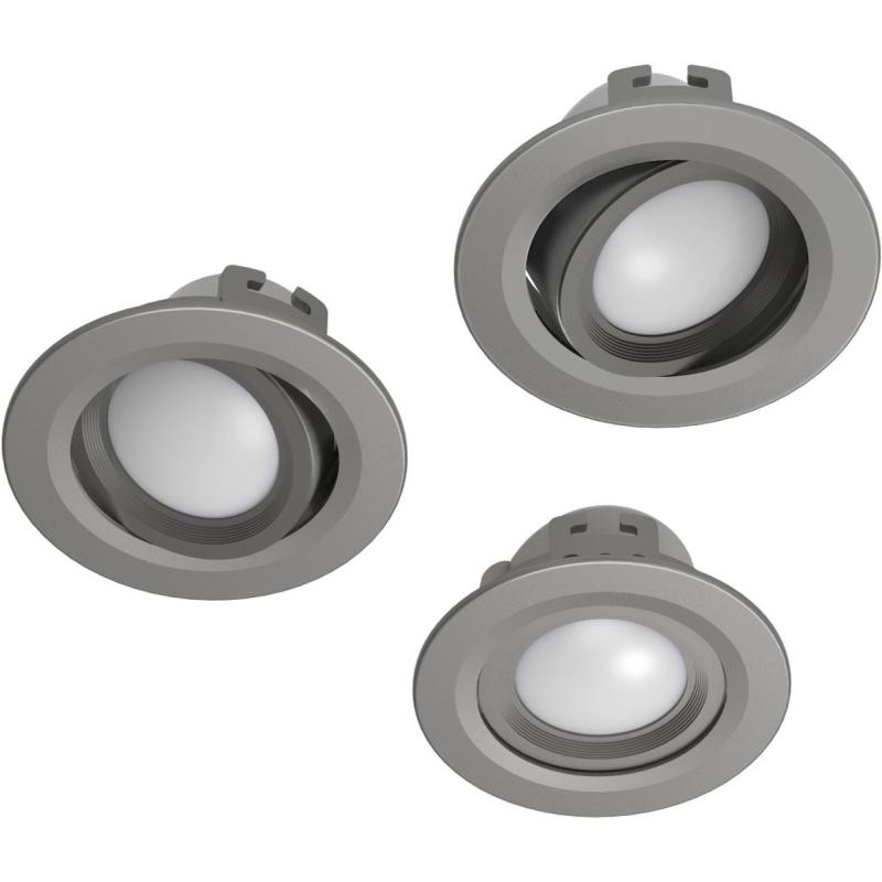 Hama WiFi-LED-Inbouwspot 5W Via Spraak/App Te Bed Verstelbaar 3 Stuks.nikkel