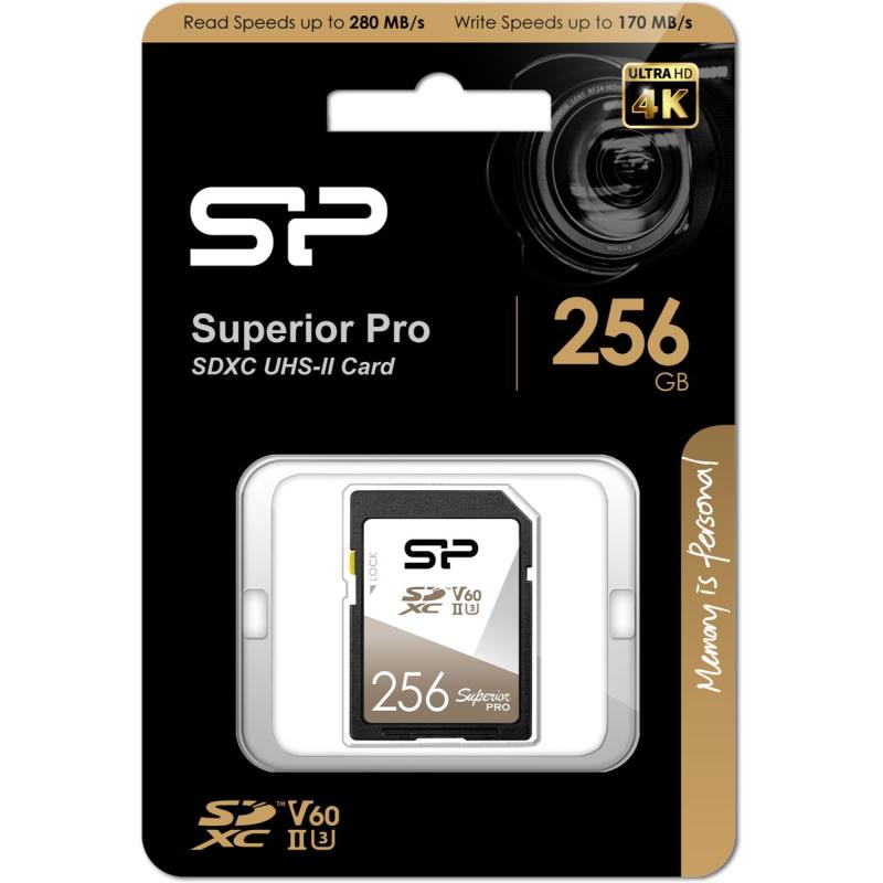 Silicon Power SDXC Card Superior Pro Class 10 UHS-2 U3 V60 256GB