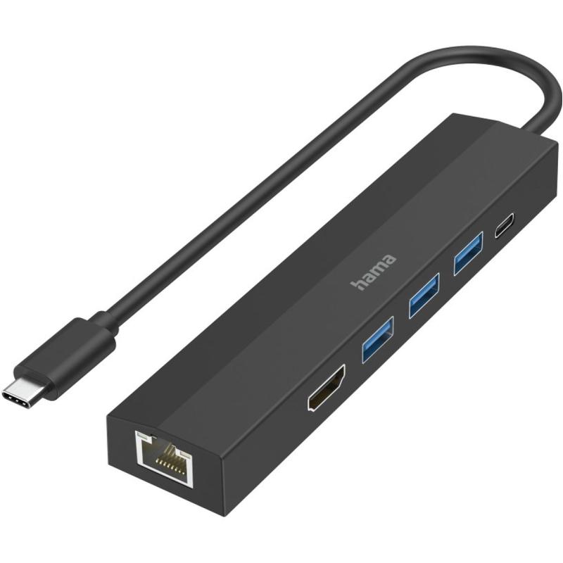 Hama USB-C-Hub Multiport 6-Port 3X USB-A USB-C HDMI LAN/Ethernet