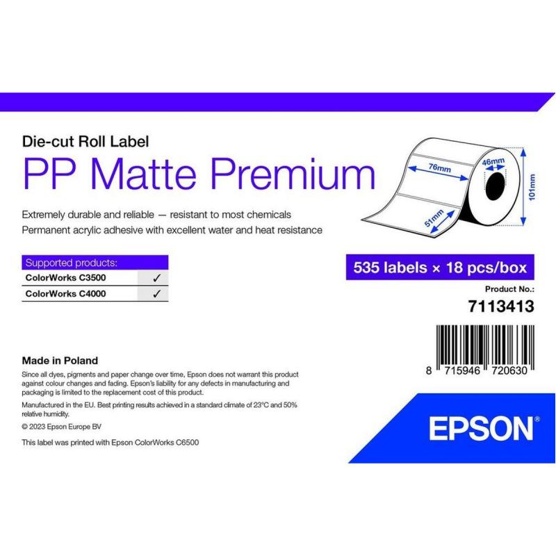 Epson PP Matte Label Prem Die-Cut Roll 76x51mm