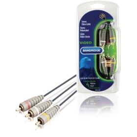 Bandridge Composiet Video Cable 3X RCA Male - 3X RCA Male 10.0 M Blue