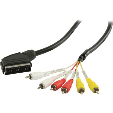 Valueline Scart Cable Scart Male - 6X RCA-Connector 2.00 M Black