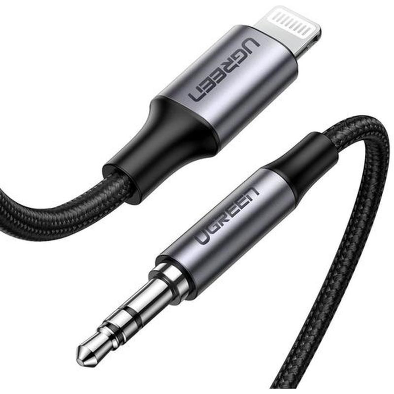 Ugreen Lightning to 3.5mm Aux Cable Aluminum Shell w/ Braided 1m Black 70509