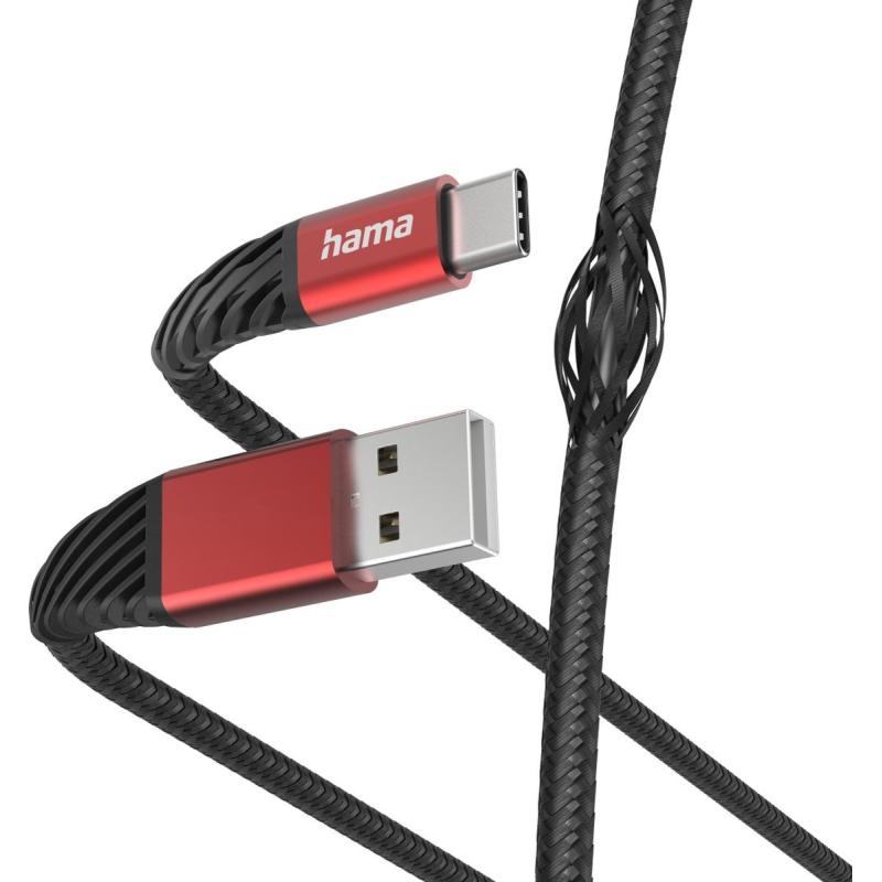 Hama Oplaad-/gegevenskabel Extreme USB-A - USB-C 1.5 M Black/Red