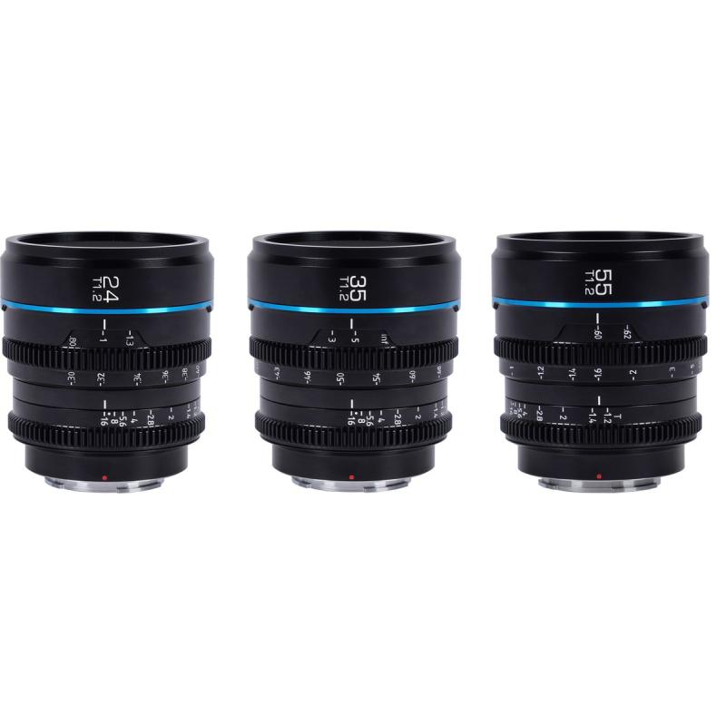 Sirui Nightwalker 24 35+55mm T1.2 S35 MF Cine Lens Bundle RF-Mount Black