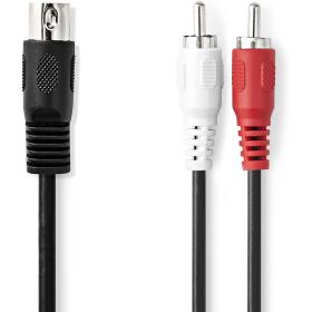 Nedis DIN-Audio Cable DIN 5-PINS Male 2X RCA Male Nickel Plated 1.00m Round PVC