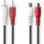 Nedis Stereo-Audio Cable 2X RCA Male 2X RCA Female Nickel Plated 2.00m Round