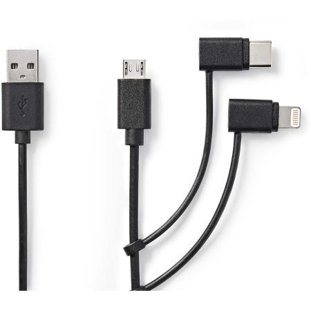 Nedis 3-In-1-Cable USB 2.0 USB-A Male Apple Lightning 8-PINS / USB Micro-B Male