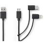 Nedis 3-In-1-Cable USB 2.0 USB-A Male Apple Lightning 8-PINS / USB Micro-B Male