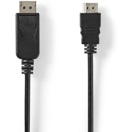 Nedis DP-Cable DP Male HDMI Male Vernikkeld 2.00m Round PVC Black Label