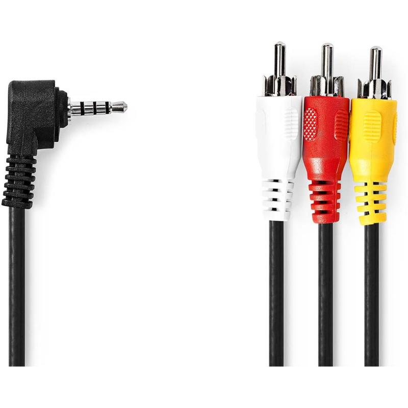 Nedis Audio-Video Cable 3.5 mm Male 3X RCA Male Vernikkeld 1.00m Round PVC Black