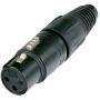 Neutrik 3-POLE Female Kabelconnector w/ Black Metalen Housing + Gold Contacten.