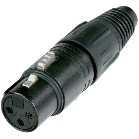 Neutrik 3-POLE Female Kabelconnector w/ Black Metalen Housing + Gold Contacten.