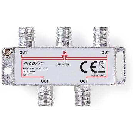 Nedis Catv-Splitter 5 1000MHz Intermediate Damping 8.0 dB Outputs 4 75 Ohm Zink