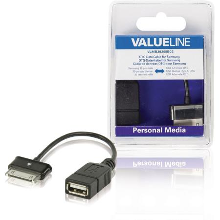 Valueline Data EN Charging Cable Samsung 30-PINS Male USB A Female 0.20m Black