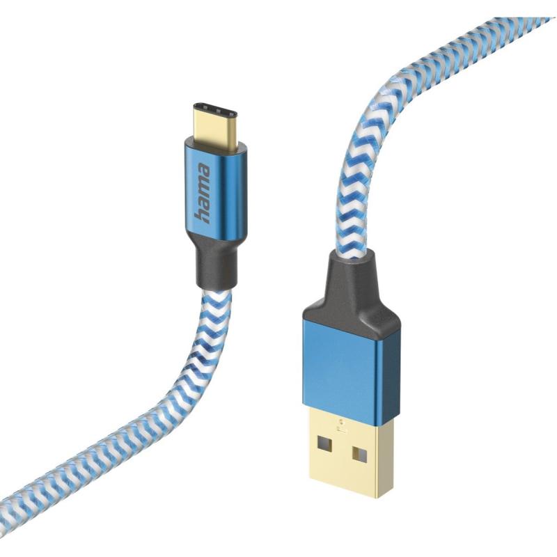 Hama USB-Cable Reflectief USB-A To USB-C 1.5 M Blue