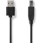 Nedis USB-Cable USB 2.0 USB-A M USB-B M 4.5 W 480 Mbps Nickel Plated 3.00m PVC