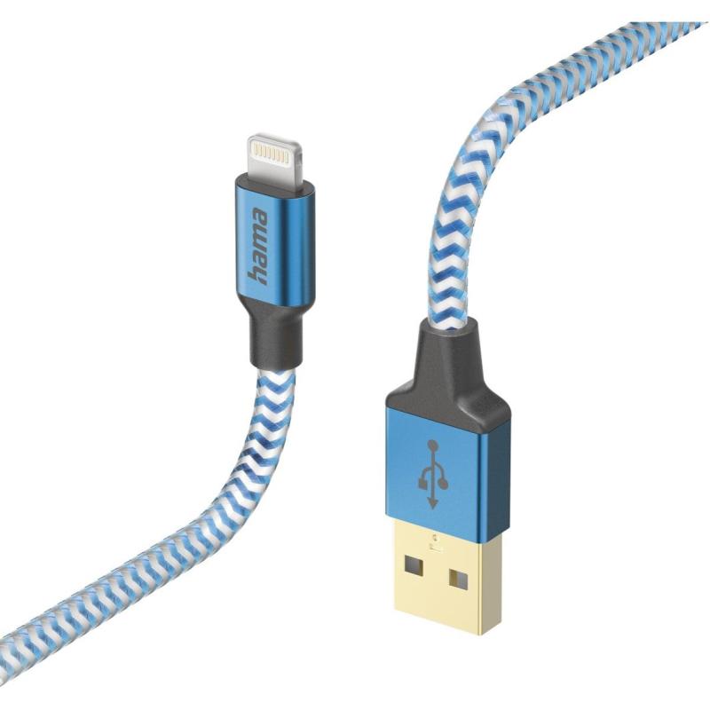 Hama USB-Cable Reflectief USB-A To Lightning 1.5 M Blue
