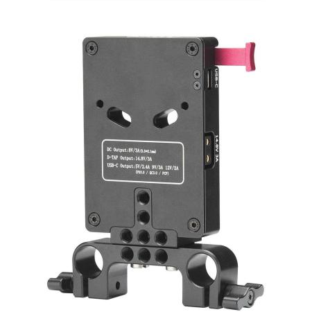 Nitze V-Mount Battery Plate w/ 15mm Rod Mount (N21-D7)