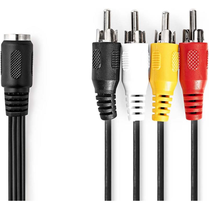 Nedis DIN-Audio Cable DIN 5-PINS Female 4X RCA Male Vernikkeld 0.20 M Round