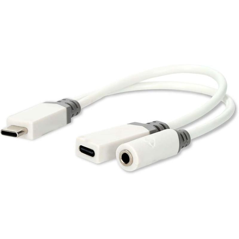 Nedis USB-C Adapter USB 2.0 USB-C M USB-C F / 3.5 mm F 0.10 M Round Gold Flated