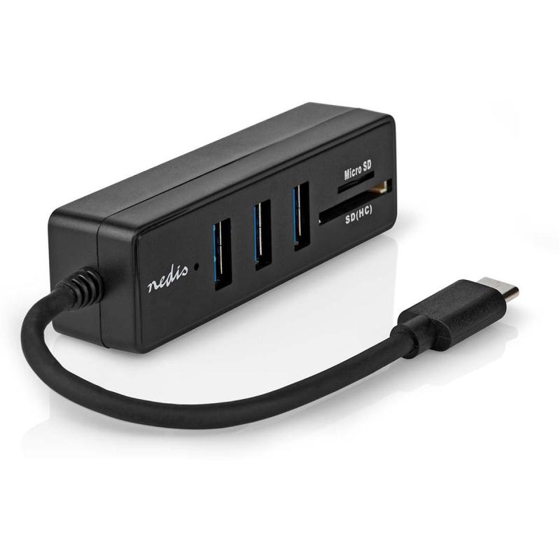 Nedis USB-Hub 1X USB-C 3X USB A F 5-Ports USB 3.2 USB Powered 5 Gbps (Micro)SD