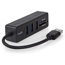 Nedis USB-Hub USB-A M 3X USB A F 5-Ports USB 3.2 USB Powered 5 Gbps (Micro)SD