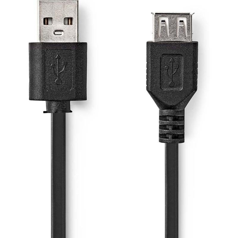 Nedis USB-Cable USB 2.0 USB-A Male USB-A Female 480 Mbps 2.00 M Round
