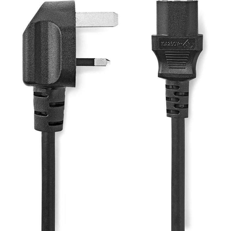 Nedis Stroomkabel UK Male IEC-320-C13 Gehoekt Straight Vernikkeld 2.00 M Round