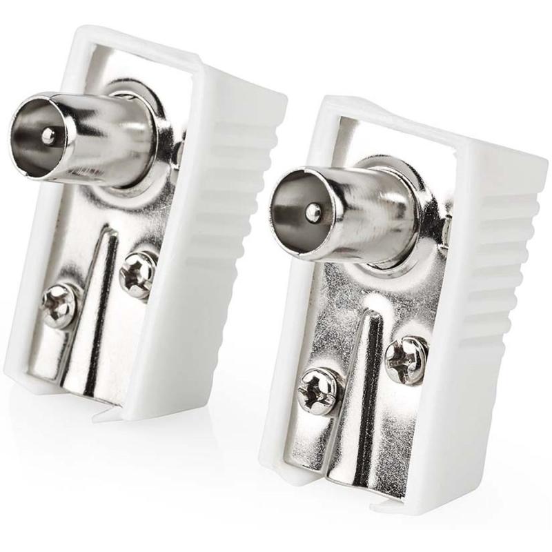 Nedis IEC (Coax) Connector Angled Male 75 ? Screw Cable input Ø: 7.0 mm 2 PCs