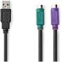 Nedis 2-In-1-Cable USB 2.0 USB-A Male 2X PS/2 Female 480 Mbps 0.30 M Round