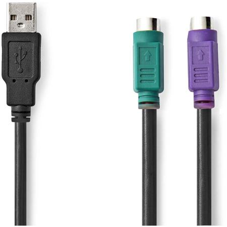 Nedis 2-In-1-Cable USB 2.0 USB-A Male 2X PS/2 Female 480 Mbps 0.30 M Round