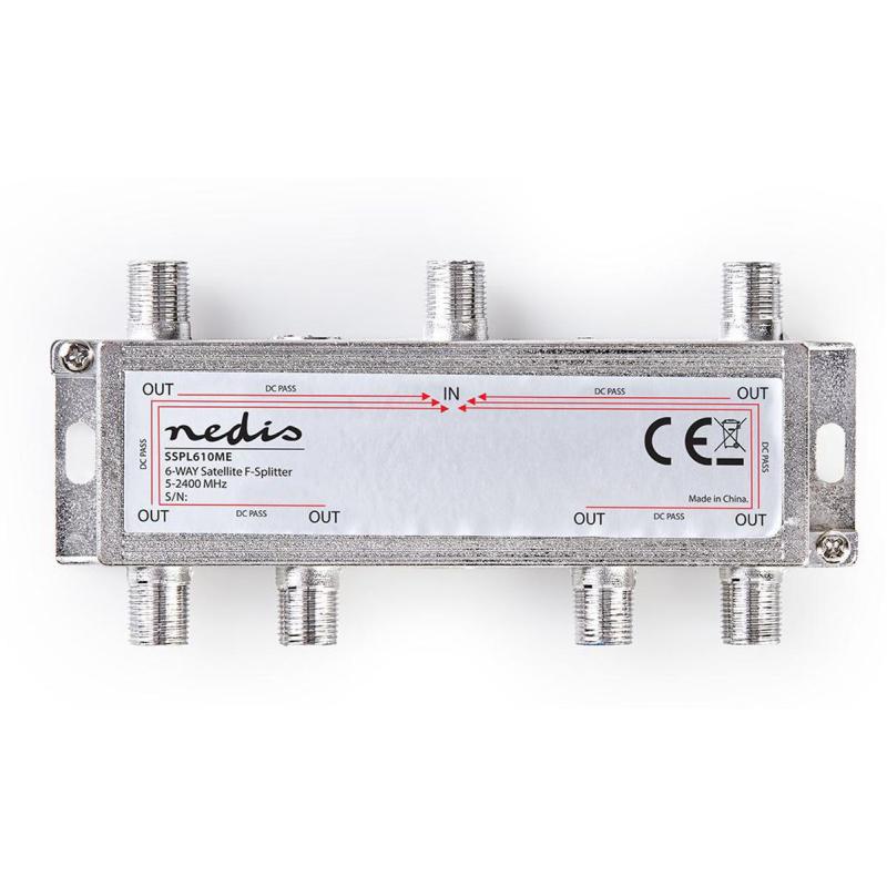 Nedis Satellite Splitter 5-2400 MHz 17.0 DB Inp: 1 Outp: 6 Impedance: 75 ? Zinc