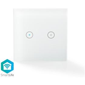 Nedis Smartlife Wandschakelaar WiFi Duaal Muurmontage 1000 W Android / iOS Glas