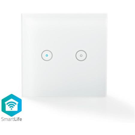 Nedis Smartlife Wandschakelaar WiFi Duaal Muurmontage 1000 W Android / iOS Glas
