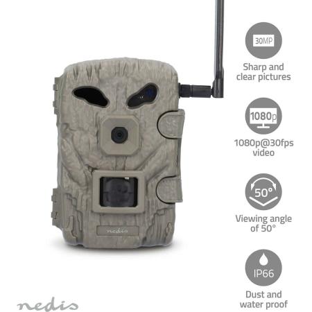Nedis Wildlife Camera 1080P@30FPS 30.0 MP IP66 IR Night Vision Angle/Motion: 50°