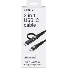 Celly Duo Cable 100W C To C+light Cable 2 Meter Black