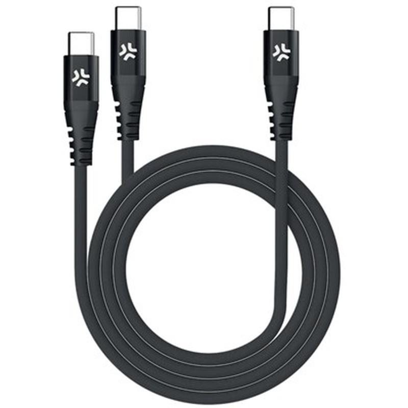 Celly 100W USB-C To 2X USB-C Cable Black