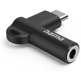 Hama Aux-Adapter USB-C-3.5mm Jack Connection 90 Hoekstekker Black