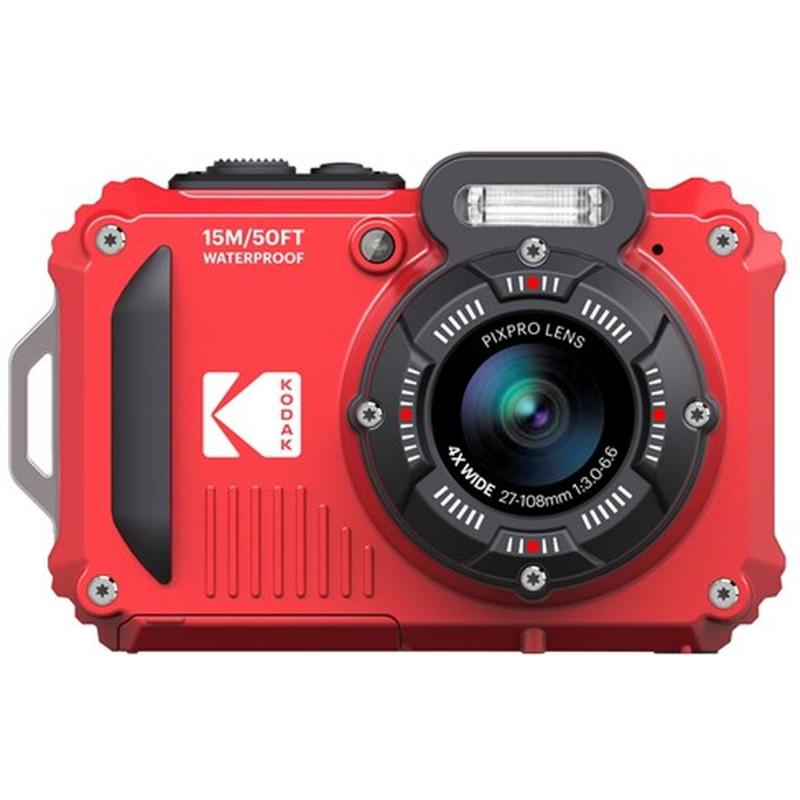 Kodak Waterproof WPZ2 Red 4X Zoom WiFi + Extra Battery + 16GB