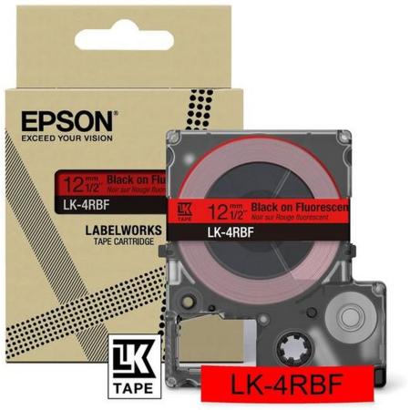 Epson Fluorescent Red/Black 12mm LK-4RBF