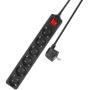 ACT Power Strip w/ Illuminated Switch 6 Sockets 3 M Black