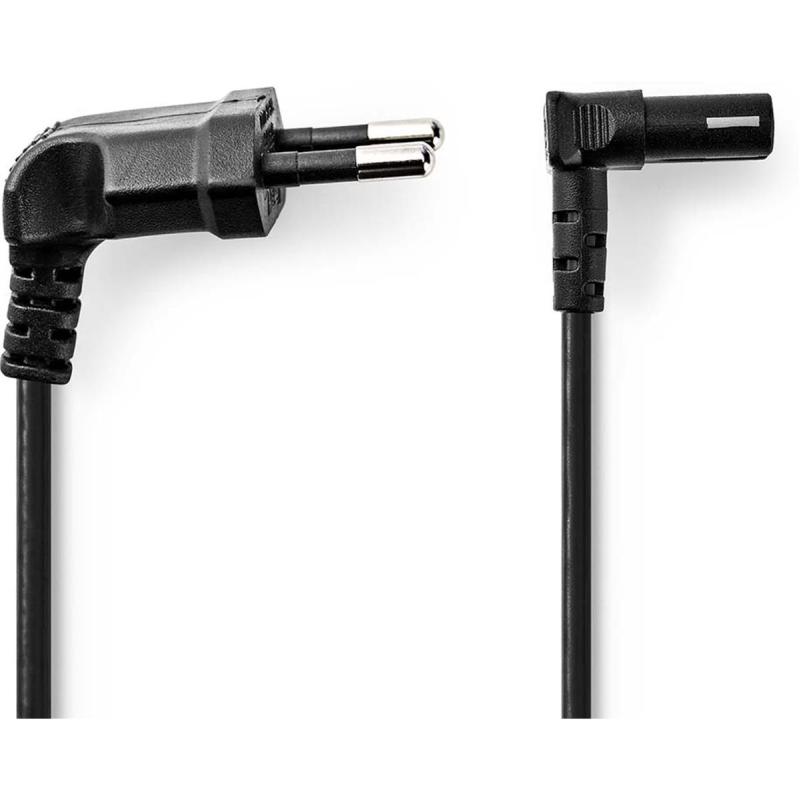 Nedis Power Cable | Euro | IEC-320-C1 | 90° Angled | Nickled | 2.00 M | PVC