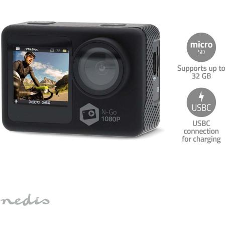 Nedis Action Cam | 1080P@30FPS | 12 Mpixel | Waterbestendig 30.0 M | WiFi  | BK