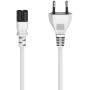 Hama Power Cord w/ Euro-Plug 2-PINS Plug Double Groef/C7 1.5 M White